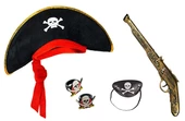 Korsan Şapkası + Tabanca + Maske + 2 Adet Yüzük Kostüm Seti Çocuk - 1