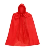 Parti Cadılar Bayramı Halloween Kapişonlu Kırmızı Pelerin 90 cm thumbnail 1