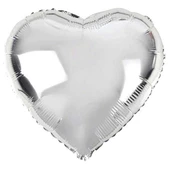 Parti Kalp Şekilli Gümüş Renk Toptan Folyo Balon 45 cm 10 Adet - 2