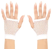 Parti Aksesuar Beyaz Renk Kısa Boy Fileli Örgü Eldiven thumbnail 2