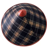 Parti Kareli Desen Saten Kaplama Krem Siyah Vietnam Şapkası thumbnail 1