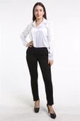 İntersivin Slim Fit Likralı Siyah Kadın Kumaş Pantolon - 1