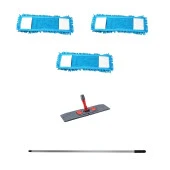 Makarna Şönil Kuru Nemli Palet Tablet Mop Yedek Seti Takımı - 3 ad Mop + Mop Tutucu + Sap - 40 Cm. thumbnail 1