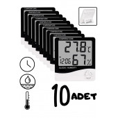 10 Adet Dijital Termometre Sıcaklık Ve Nem Ölçer Masa Saati Alarm 10ADET-HTC-1 A33-10 ADET - 1