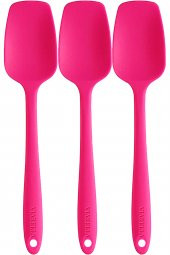 Silikon Kaşık Seti 3lü Büyük Boy Yanmaz Yapışmaz Çizmez Fuşya - 1
