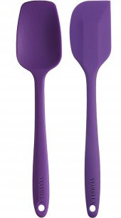Silikon Kaşık Spatula Seti 6lı Yanmaz Yapışmaz Çizmez Mor-Gri-Siyah - 2