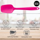 Silikon Kaşık Seti 3lü Büyük Boy Yanmaz Yapışmaz Çizmez Fuşya - 3