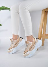 Kalın Taban Rahat Bağcıklı Kadın Sneaker Spor Ayakkabı - 4