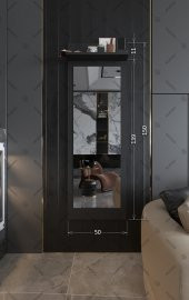 Rivomo Siyah Raflı 150x50 Dekoratif  Boy Aynası - 1