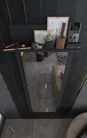Rivomo Siyah Raflı 150x50 Dekoratif  Boy Aynası - 3