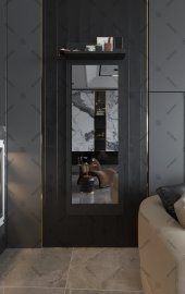 Rivomo Siyah Raflı 150x50 Dekoratif  Boy Aynası - 2