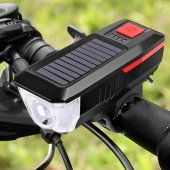 Solar Enerjili Usb Ile Şarj Edilebilir Ledli Bisiklet Feneri Kornalı Ve Su Geçirmez Far - 4