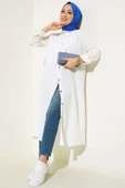 Gizli Pat Uzun Gömlek Beyaz thumbnail 1