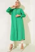 Gizli Pat Uzun Gömlek Yeşil thumbnail 1