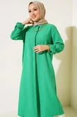 Gizli Pat Uzun Gömlek Yeşil thumbnail 2