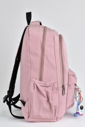 Elatae Unisex Çok Gözlü Günlük Seyahat Okul Sırt Çantası Pembe 51497 thumbnail 3