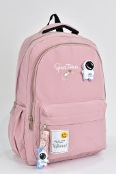 Elatae Unisex Çok Gözlü Günlük Seyahat Okul Sırt Çantası Pembe 51497 thumbnail 4