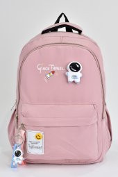 Elatae Unisex Çok Gözlü Günlük Seyahat Okul Sırt Çantası Pembe 51497 thumbnail 1