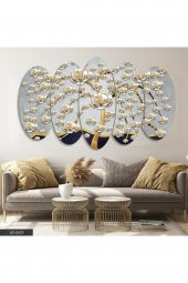 Evinemoda Gold Çiçekler 5 Parçalı Mdf Tablo - 1
