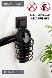 Fön Makinesi Askısı Yapışkanlı Saç Kurutma Makine Askısı, Mat Siyah Fönlük, Fön Makine Askısı, - 2