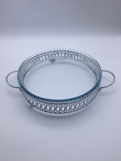 Gümüş Yuvarlak Borcam Altlığı, Borcam Servis Sunum Tepsi Stantı, Büyük Boy (Borcamsız) - 1