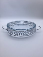 Gümüş Yuvarlak Borcam Altlığı, Borcam Servis Sunum Tepsi Stantı, Büyük Boy (Borcamsız) - 2