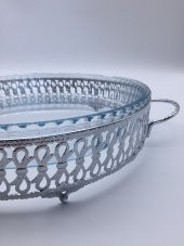 Gümüş Yuvarlak Borcam Altlığı, Borcam Servis Sunum Tepsi Stantı, Büyük Boy (Borcamsız) - 3