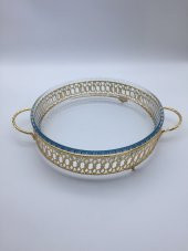 Gümüş Yuvarlak Borcam Altlığı, Borcam Servis Sunum Tepsi Stantı, Büyük Boy (Borcamsız) - 7