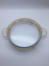 Gümüş Yuvarlak Borcam Altlığı, Borcam Servis Sunum Tepsi Stantı, Büyük Boy (Borcamsız) - 9