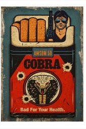 Karizma Tablo Sylvester Stallone Cobra Desenli Mdf Tablo 18cm X 27cm - 1