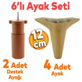 Aspen 6'lı Set Mobilya Tv Ünitesi Çekyat Koltuk Kanepe Baza Destek Ayağı Ayakları 12 Cm Açık Ceviz - 1
