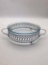 Gümüş Yuvarlak Borcam Altlığı, Borcam Servis Sunum Tepsi Stantı, Küçük Boy (Borcamsız) - 3