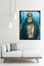 Karizma Tablo Maskeli Katil Jason Voorhees Hediyelik Ahşap Tablo 70cmX 100cm - 2