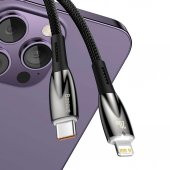Baseus Led Işıklı Super Şarj 20W 1Mt İphone Şarj Kablosu İpad İphone 11 Pro 12 12 Pro Max Şarj Kablo - 3