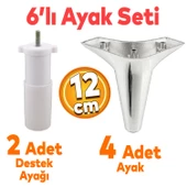 Aspen 6'lı Set Mobilya Tv Ünitesi Çekyat Koltuk Kanepe Baza Destek Ayağı Ayakları 12 Cm Krom M8 thumbnail 1