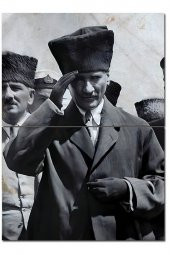 Karizma Tablo Mustafa Kemal Atatürk Asker Selamlarken Mdf Tablo 70cmX 100cm - 1