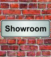 Hediyelikevi Gümüş Renk 10x20 cm Showroom Yazılı Metal Yönlendirme Levhası - 1