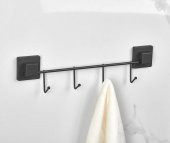 Askılık, Yapışkanlı 4 Lü Askı Siyah, Havlu Askılığı, Banyo Askılığı, Kıyafet Askılığı - 1