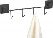 Askılık, Yapışkanlı 4 Lü Askı Siyah, Havlu Askılığı, Banyo Askılığı, Kıyafet Askılığı - 3