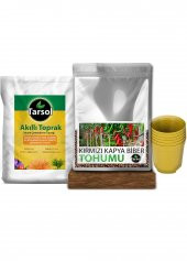 KIRMIZI KAPYA BİBER TOHUMU 30 ADET TORF VE TOPRAK SETİ - 1