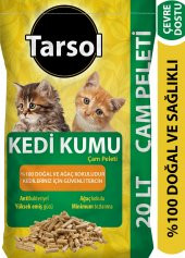 TARSOL KEDİ KUMU ÇAM PELETİ 20 LT EKONOMİK BOY 100 ORGANİK - 1