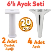Aspen 6'lı Set Mobilya Tv Ünitesi Koltuk Kanepe Konsol Destek Ayağı Ayakları 20 Cm Krom M8 - 1