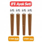 Ahşap Ayak Masa Sehpa Tabure Puf Ünite Mobilya Ayağı M8 Civata 20 cm Ayak+Bağlantı Aparatı 8li SET - 1