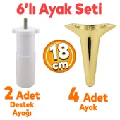 Aspen 6'lı Set Mobilya Tv Ünitesi Koltuk Kanepe Konsol Destek Ayağı Ayakları 18 Cm Gold M8 thumbnail 1