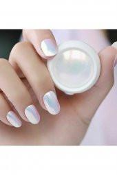 İnci Tozu Protez Tırnak Nail Art Beyaz Ayna Inci Tozu Oje Desen - 2