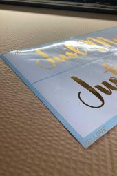 Gelin Arabası Plakalık Just Married Yazılı Beyaz Üzeri Gold Yazı Kendinden Yapışkanlı - 2
