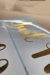 Gelin Arabası Plakalık Just Married Yazılı Beyaz Üzeri Gold Yazı Kendinden Yapışkanlı - 4