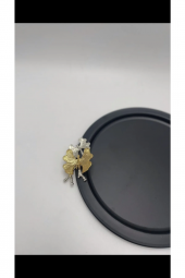 6LI Gold Kelebekli Yuvarlak Siyah  Sunum Tepsisi, Dekoratif Servis Tepsisi, Çay, Pasta Kahve 24 Cm - 2