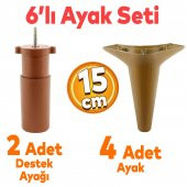 6'lı Set Mobilya Tv Ünitesi Çekyat Koltuk Kanepe Destek Ayağı 15 Cm Ceviz Baza Ayakları M8 Destek thumbnail 1