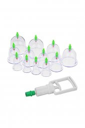 12li Kupa Vakumlu Çekme Masaj Aleti Hacamat Masaj Pompası Hacamat Kupası Masaj Seti thumbnail 2